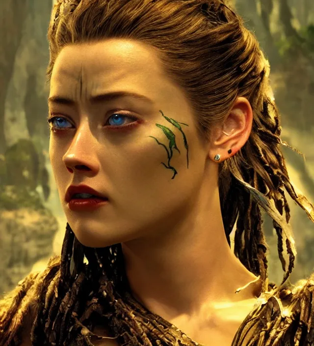 Prompt: amber heard in avatar, movie still frame, hd, remastered, cinematic lighting