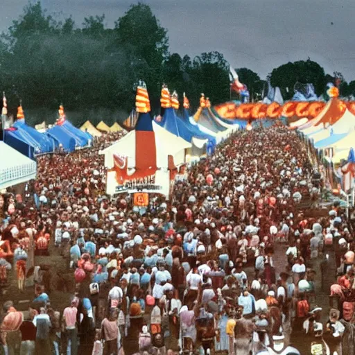 Image similar to crowds at a county fair taking the zyklon b or agent orange challenge