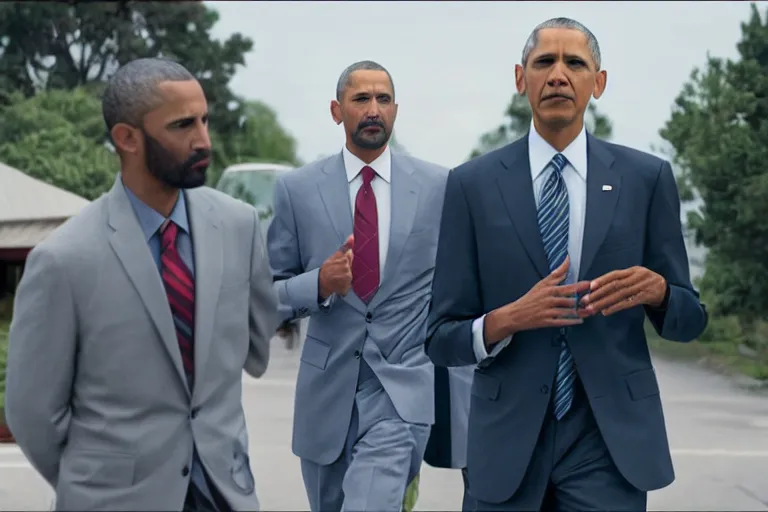 Image similar to Keegan-Michael Key as Barack Obama in 'Obamna' (2020), movie still frame, promotional image, imax 70 mm footage, oscar nominated cinematography, volumetric lighting, 8k resolution