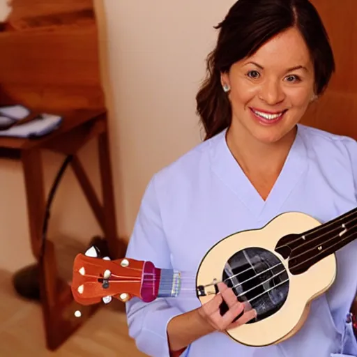 Image similar to a ukulele that is a nurse