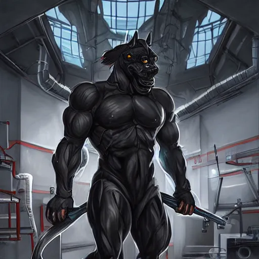 Image similar to splash art of a black - coated anthropomorphic horse supersoldier with gargantuan muscles in a research facility wearing a combat kevlar outfit, highly detailed, furry, furaffinity, digital painting, artstation, illustration, art by artgerm, greg rutkowski, wlop