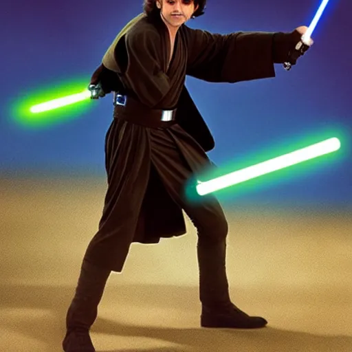 Image similar to mr beans as a jedi master holding a lightsaber, star wars, photo, realistic detail