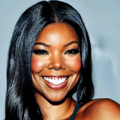 Image similar to Actress Gabrielle Union as Marvel's She-Hulk, green skin