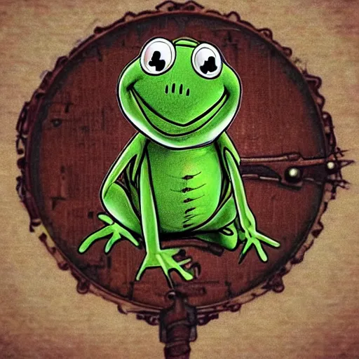 Prompt: “ steampunk kermit the frog ”