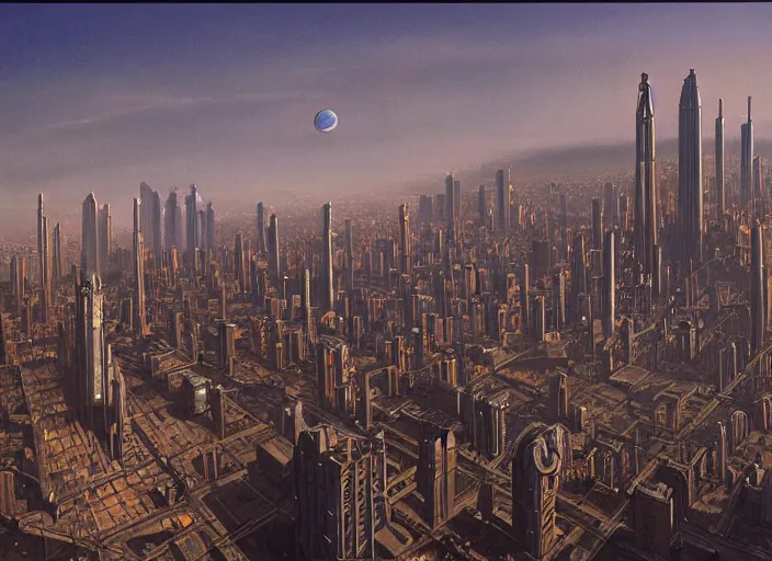 Prompt: city, matte painting, peter elson