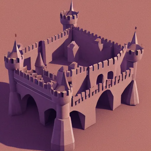 Image similar to Low poly render of a mighty castle