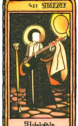 Prompt: The shoegaze guitarist, 1600s tarot card