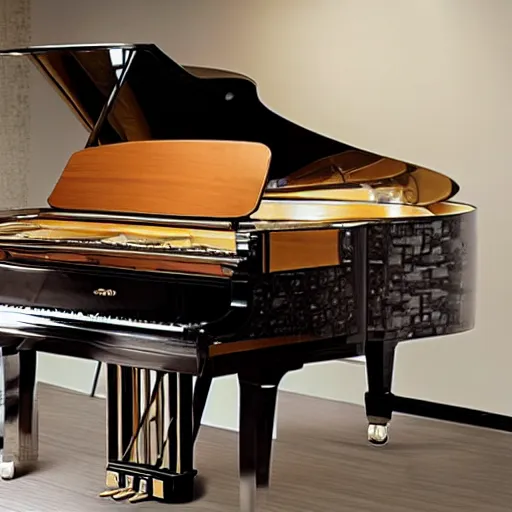 Prompt: grand piano made of stainless steel