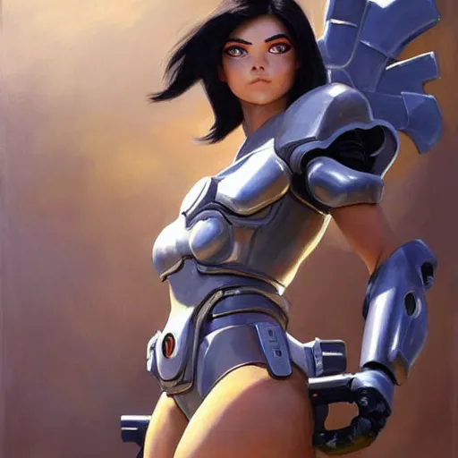 Image similar to greg manchess portrait painting of partially armored battle angel alita as overwatch character, medium shot, asymmetrical, profile picture, organic painting, sunny day, matte painting, bold shapes, hard edges, street art, trending on artstation, by huang guangjian, gil elvgren, ruan jia, greg rutkowski, gaston bussiere