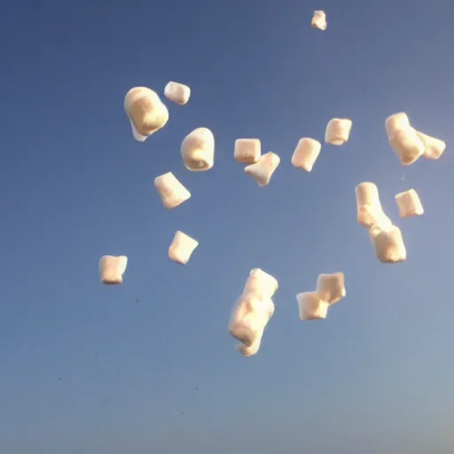 Prompt: marshmallows exploding in the air