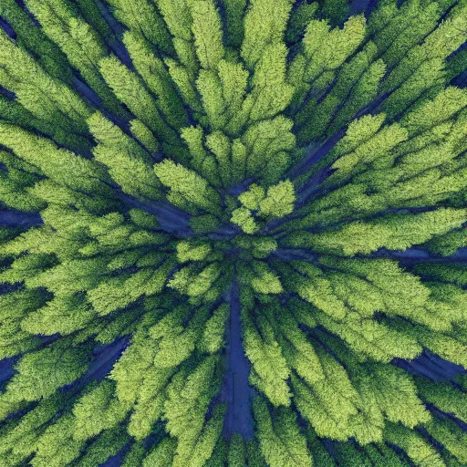Prompt: Tree from aerial view, made of seamless squares