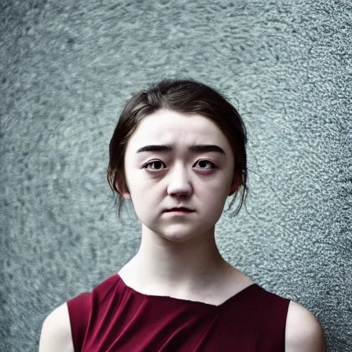 Image similar to a masterpiece portrait photo of a beautiful young woman who looks like a korean maisie williams, symmetrical face