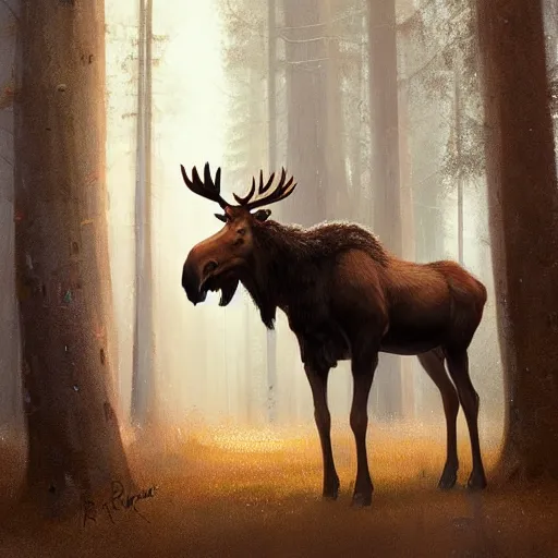 Image similar to moose centaur moose faun by greg rutkowski
