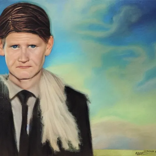 Image similar to a young crispin glover as a dark fantasy wizard, oil painting, 8 k, cover of a book, ominous, heroic