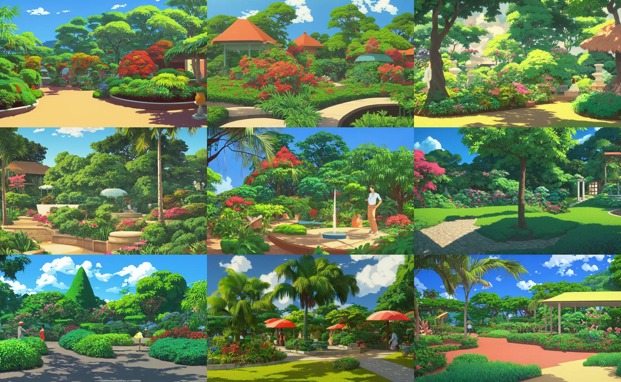 Prompt: a creole garden from reunion island hyperdetailed award winning masterpiece by ( ( kenton nelson ) ), by makoto shinkai, by studio ghibli, anime, trending on artstation