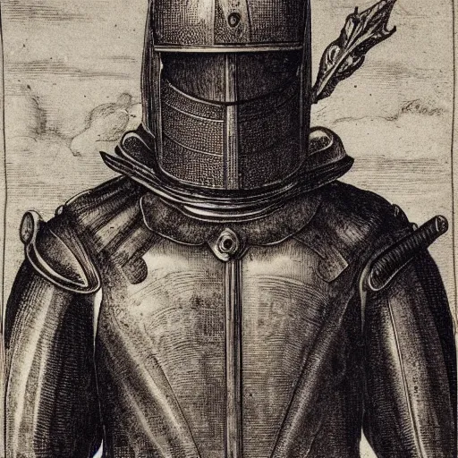 Prompt: engraving of a knight by albrecht durer
