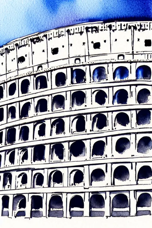 Prompt: minimalist watercolor art of the colosseum in rome, illustration, vector art