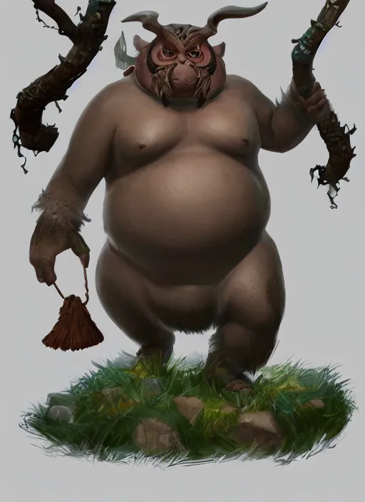 Image similar to Auka a fantasy evil charater Proto-Slavic mythology, A kind of mischievous forest spirit, small, pot-bellied, with round cheeks., full body, detailed and realistic, 4k, top-artstation, inspired blizzard games, octane render