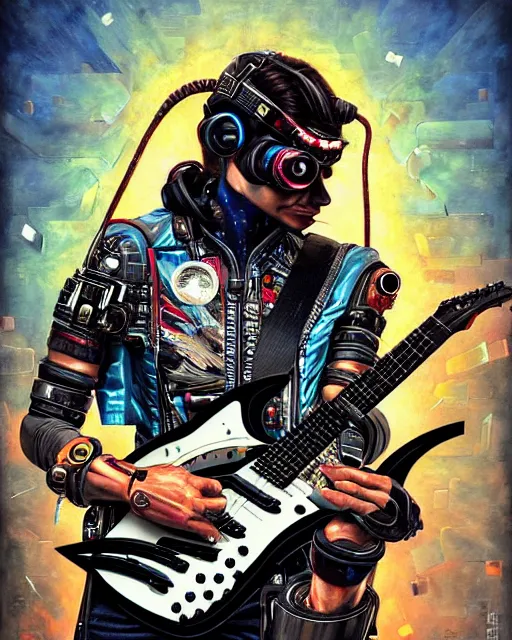 Image similar to a portrait of an anthropomorphic cyberpunk falcon shredding an electric guitar by sandra chevrier, by jon foster, detailed render, tape deck, epic composition, cybernetics, 4 k realistic, cryengine, realistic shaded lighting, sharp focus, masterpiece, by enki bilal