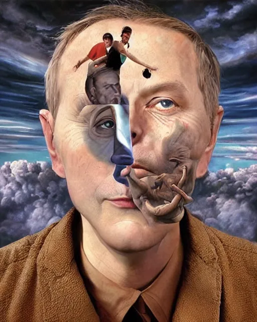 Prompt: surrealist portrait art in the styles of igor morski, jim warren, and manzel bowman, intricate, hyperrealistic, accurate facial details, profile picture with chromakey!!!!! background, volumetric lighting