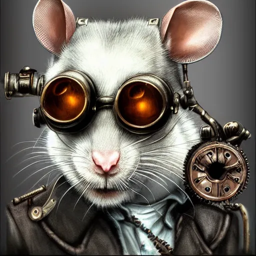 Image similar to a rat with steampunk googles, by WLOP