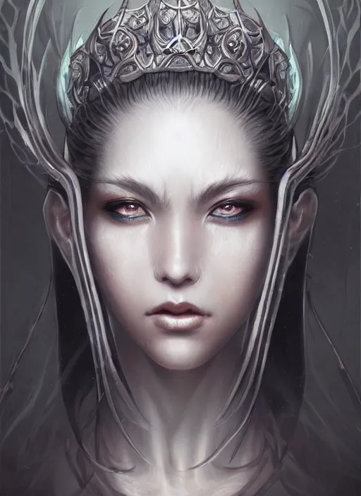 Image similar to a detailed face portrait of the queen of blades, line art, beautiful face, by yusuke murata, by hiroya oku, by tom bagshaw, trending on artstation