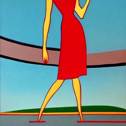 Prompt: a painting in the style of streamline moderne.