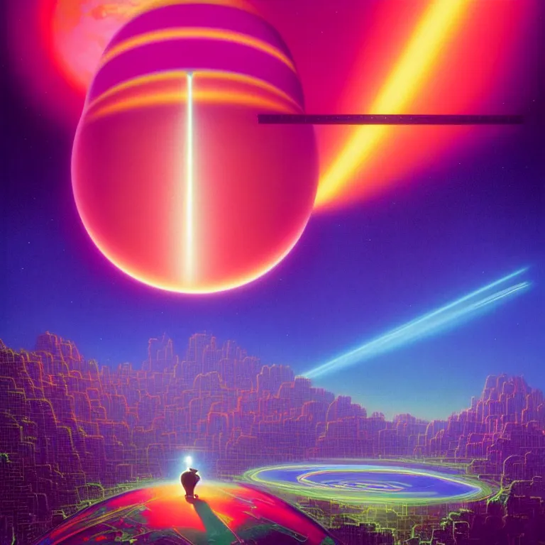 Prompt: a genius student in glasses is taking statistics examination in the parallel world, holographic sky projection, synthwave, bright neon colors, highly detailed, cinematic, panoramic, tim white, michael whelan, roger dean, bob eggleton, lisa frank, vladimir kush, kubrick, kimura, isono