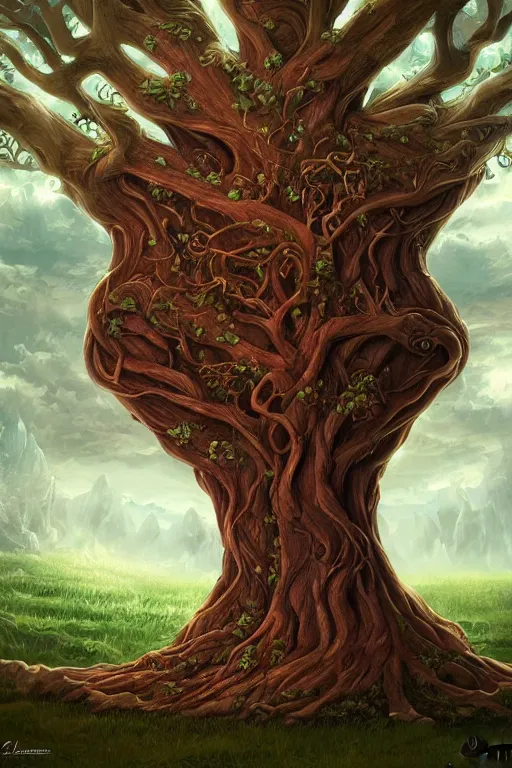 Image similar to A beautiful digital illustration painting of a detailed fantasy tree with a heart carved in the trunk by Blair Leighton and Charlie Bowater, 8k resolution trending on Artstation concept art digital illustration