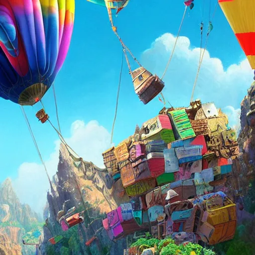 Image similar to concept art for the movie up, highly detailed, deep aesthetic, 4k, highly ornate intricate details, rich colors, oil on canvas, ray tracing,