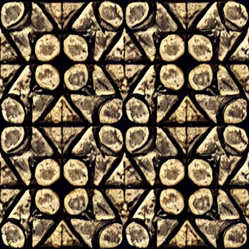 Image similar to ancient temple floor tile pattern, dark tone, seamless, repeatable, tileable, no lighting