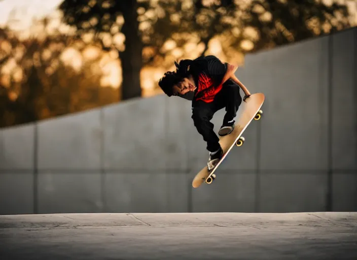 Prompt: photo still of a skateboarder performing a mute air grab, 8 k, bright ambient lighting key light, 8 5 mm f 1. 8