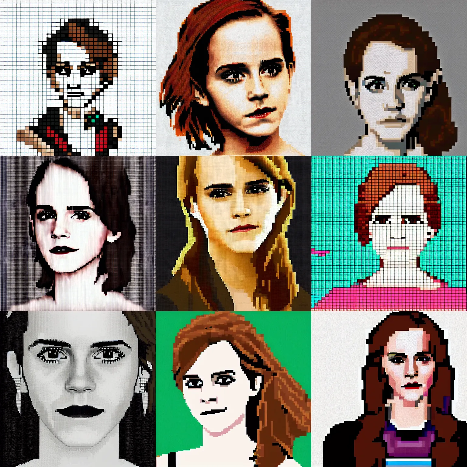 Prompt: emma watson pixel art