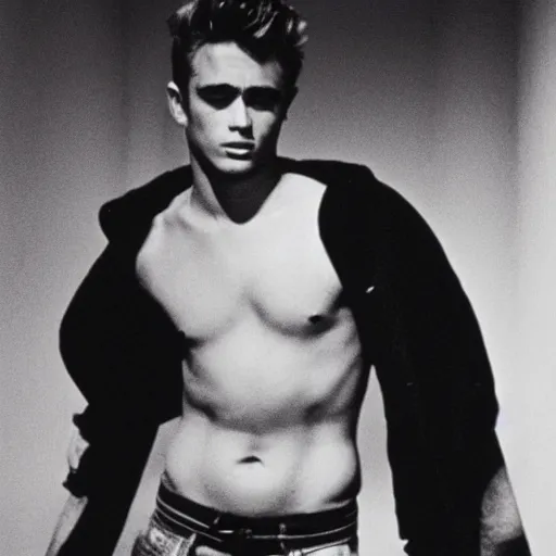 James Dean Shirtless Photographed By Andy Warhol Stable Diffusion