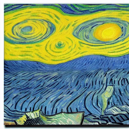 Image similar to the flat earth painted by van gogh