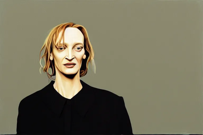 Image similar to portrait of uma thurman artwork by tim eitel