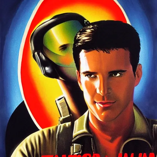 Image similar to hungarian movie poster for top gun, painted