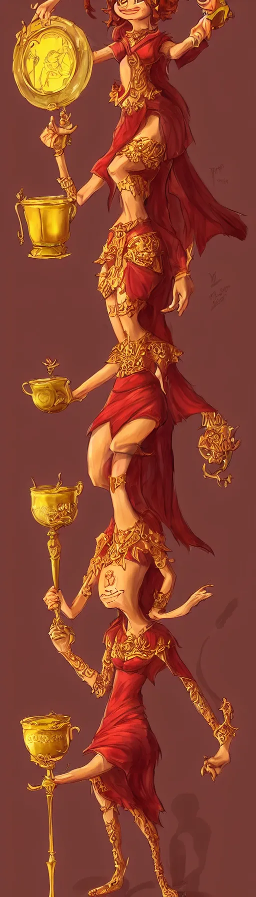 Image similar to fullbody!! personification of garfield the cat garfield goddess holding a blood chalice, stunning, professional character concept art by tatyana kupriyanova