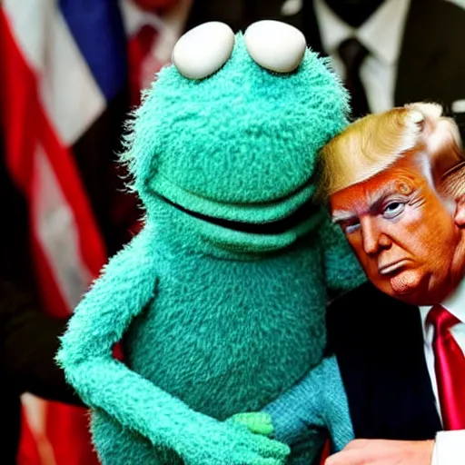 Prompt: donald trump as an angry muppet!!!!!