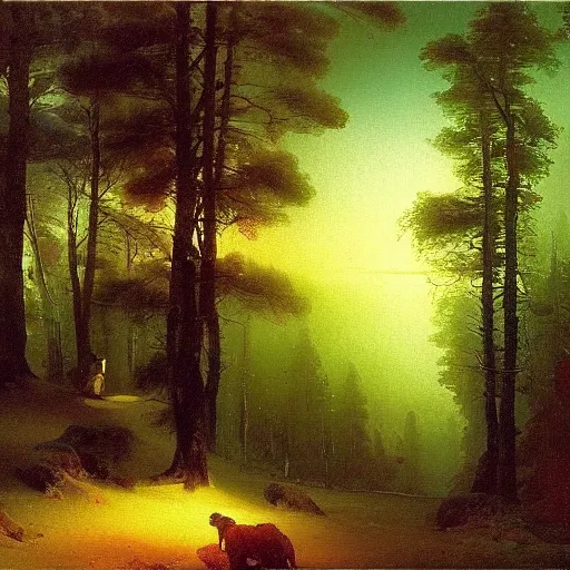 Prompt: aivazovsky's painting. forest landscape. oil on canvas, a masterpiece in the style of aivazovsky.