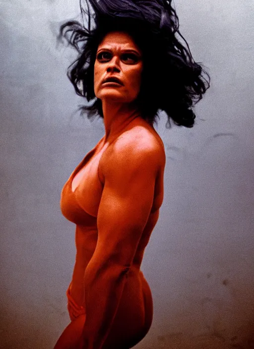 Image similar to a color photo portrait of she hulk in la by annie liebovitz, dramatic lighting, 7 5 mm lens, sharp focus.