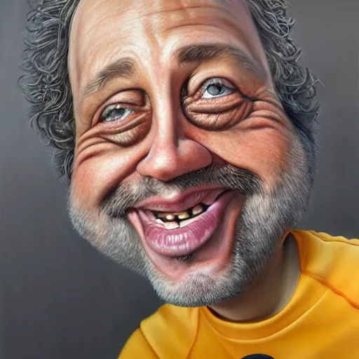 Image similar to Caricature portraits done of Gene Ween, realistic, hyperrealistic, very realistic, highly detailed, very detailed, extremely detailed, detailed, oil painting, digital art, trending on artstation