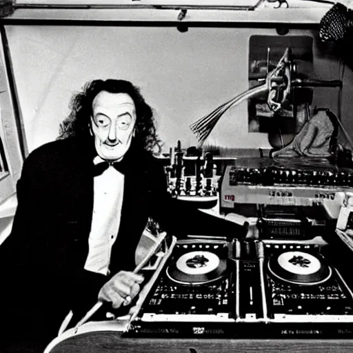 Prompt: salvador dali on the dj decks