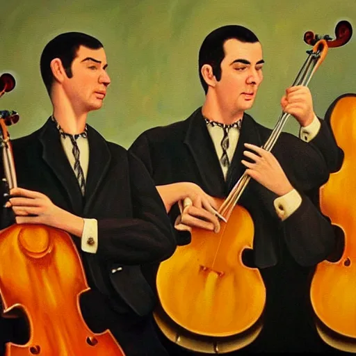 Image similar to detailed realistic oil painting of the clancy brothers performing music in a pub