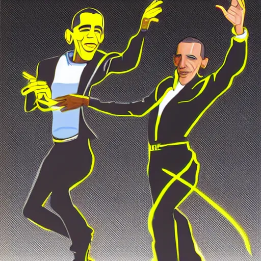 Image similar to lucio and obama dancing, detailed, high quality, artstation winner