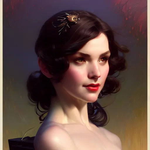 Prompt: head and shoulders Portrait of Albedo, dark fantasy, medium shot, intricate, elegant, highly detailed, digital painting, volumetric light, artstation, concept art, smooth, sharp focus, illustration, art by Gil Elvgren and Greg Rutkowski and Alphonse Mucha