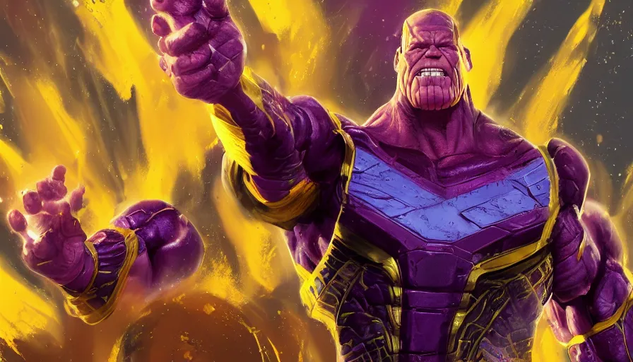 Prompt: Digital painting of John Cena as Thanos, hyperdetailed, artstation, cgsociety, 8k