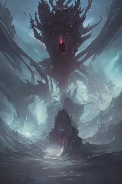 Image similar to eldritch god, cosmic, nightmare, outer space, aliens, digital art, magic the gathering, mtg, by greg rutkowski, trending on artstation