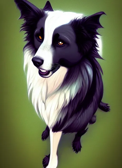 Prompt: wide angle beautiful full body portrait of a cute male anthropomorphic anthro border collie posing in front of a park, character design by charlie bowater, henry asencio, and ross tran, furry art, furaffinity, beautiful, glamor pose, detailed, aesthetic, trending on artstation