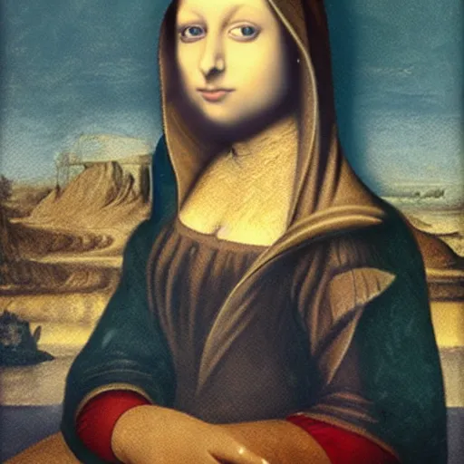 Prompt: the mona liza painted by a monkey